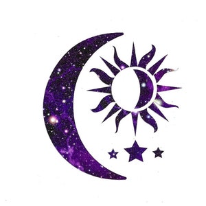 Sun and Moon decal, sun and moon decals, sun moon stars decal, sun moon stars decals