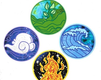Four Elements Sticker Pack: Wicca Pagan Stickers