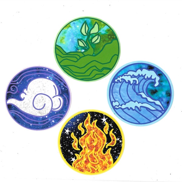 Four Elements sticker pack, Elements sticker pack, Wicca stickers, Wiccan stickers, elements water bottle sticker, elements mug sticker