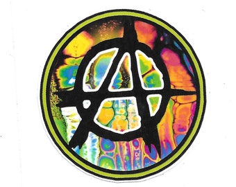 Laminated Anarchy Symbol Sticker: Psychedelic Art