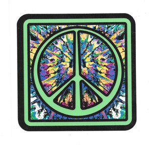 Psychedelic Peace Sign Sticker: Laminated Hippie Decor