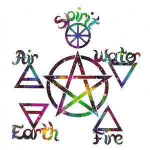 5 Elements Decal, Elements and Pentagram decal, Wicca decal, Alchemy decal, wicca sticker, alchemy sticker, alchemy stuff, alchemist