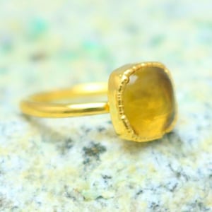 Raw Citrine Ring, Natural Citrine Quartz Gold Ring, Boho Gold Ring, Engagement Ring, Birthstone Ring, Stacking Ring, Minimalist Gold Ring