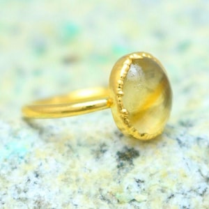 Raw Citrine Ring, Natural Citrine Quartz Gold Ring, Boho Gold Ring, Engagement Ring, Birthstone Ring, Stacking Ring, Minimalist Gold Ring