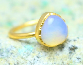 Raw Opalite Ring, Opalite Gold Ring, Boho Opal Ring, Engagement Ring, Birthstone Ring, Opal Gold Ring, Stacking Ring, Minimalist Gold Ring