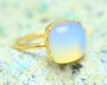 Raw Opalite Ring, Opalite Gold Ring, Boho Opal Ring, Engagement Ring, Birthstone Ring, Opal Gold Ring, Stacking Ring, Minimalist Gold Ring