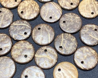 Botões de costura de madeira, botões artesanais de 18 mm, botões de furo único, botões de madeira antigos, botões de tecido sofisticados, conjunto de 10 e 20 peças