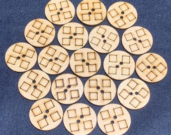 Botões de costura de madeira, botões artesanais de 17 mm, botões de dois furos, botões antigos, botões de tecido sofisticados, conjunto de 10 e 20 peças