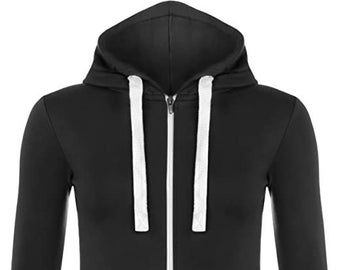 Sweat à capuche pour femme avec fermeture éclair à manches longues et poche extensible uni pour femme