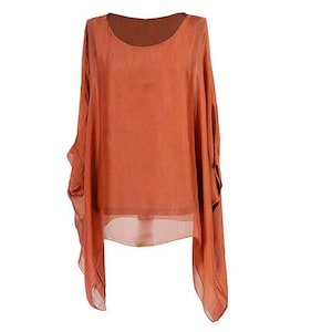 Silk Blouse 3/4 Sleeve Batwing Top Plus Size