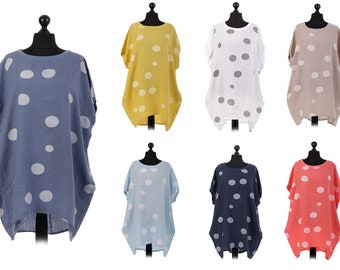 1970/'s Polyester Tunic Top Summer Tunic Various Sizes Vintage NOS Polka Dot Tunic By Connie/'s Blouses