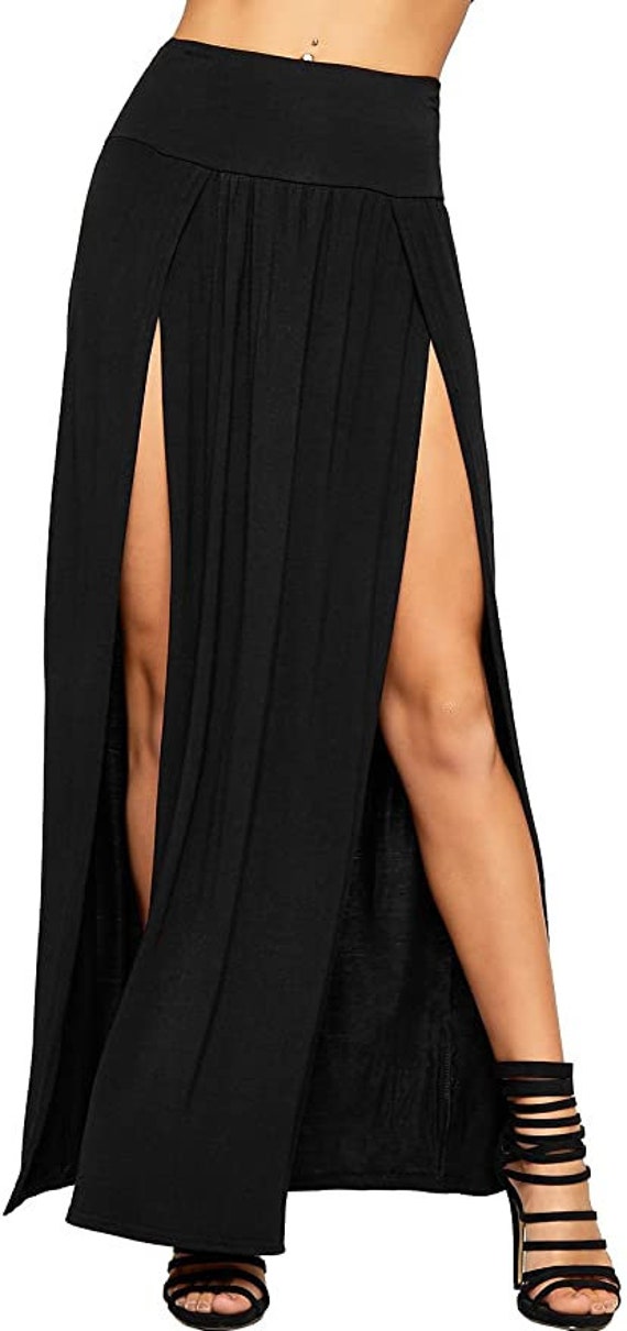 Double side top split maxi skirt