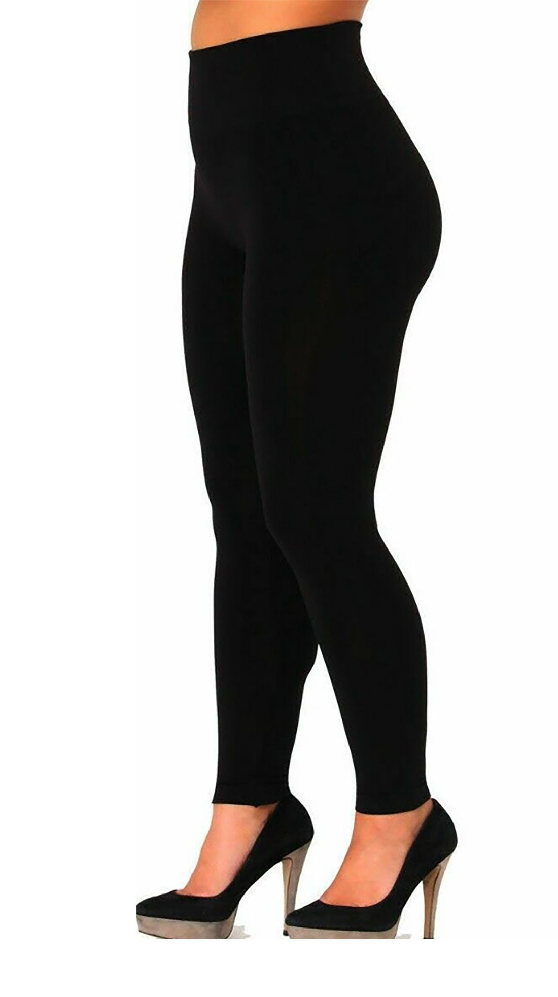 Women's Ladies Thermal Fleece Leggings 4.9 TOG Black Tummy Control Thick  Pants