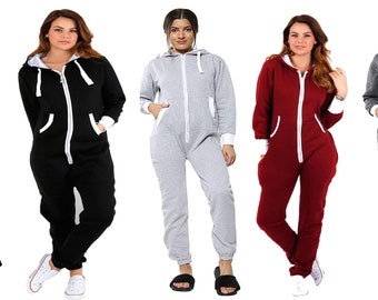 Ladies All In ONE Plain Onesie Hooded Jumpsuit Playsuit Not Gerber Tracksuit UK Ladies All In ONE Plain Onesie Hooded Jumpsuit Playsuit Not Gerber Tracksuit UK