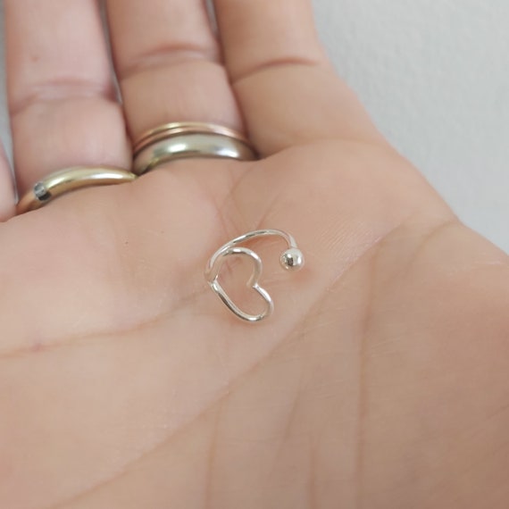 イヤリング Sterling Silver Open Heart Right / Left Ear Cuff For Women Open Heart Cuff Earring, Ear Cuff Silver Sterlin, Silver Ear