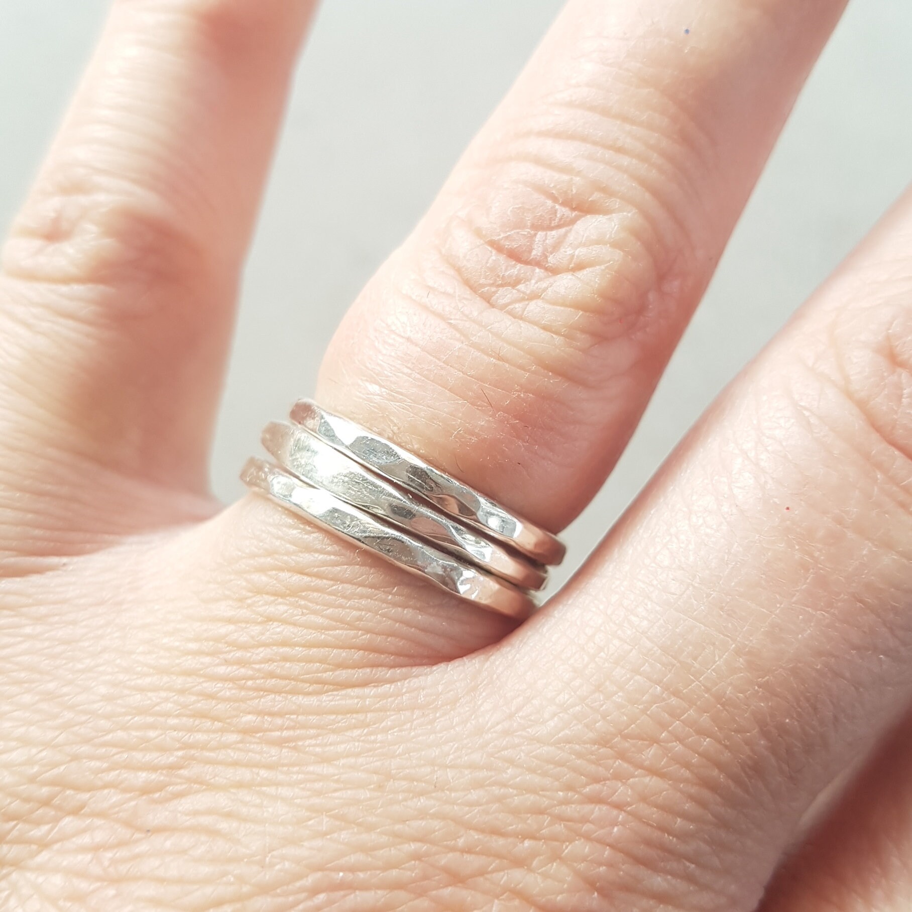 Set of Ring,sterling Silver Rings,hammered Silver Ring