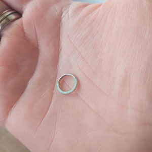 Nose Piercing Ring Hoop, White Opal Stainless Steel Hinged Nose Ring Hoop ,16G Opal Stone Septum Ring, Daith Cartilage Hoop Piercing