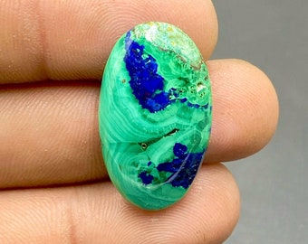 Cabochon azurite malachite de haute qualité, Azurite avec malachite, Pierre précieuse de forme ovale, Pierre précieuse faite main, 28x16x5 mm, 23 carats