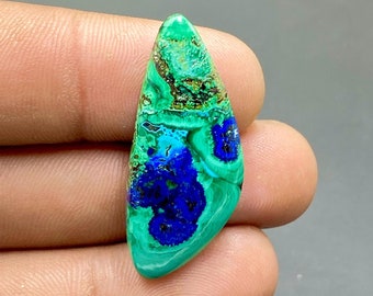 Cabochon azurite malachite de qualité supérieure, Azurite avec malachite, Pierre de forme tombée, Pierre faite main, 36x15x5 mm, 23 carats