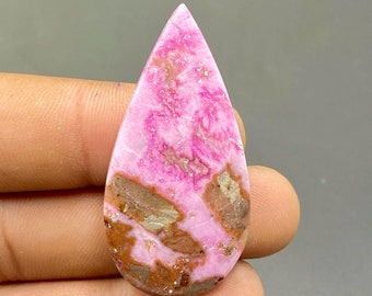 Koboltkalcit-cabochon, rosa koboltkalcit, päronformad ädelsten, handgjord polerad ädelsten, 47x23x5mm, 38ct