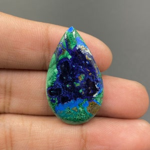 Top Quality Azurite Malachite Cabochon, Azurite Malachite Stone, Pear Shape Gemstone, Fashion Jewelry Stone, 32x19x4mm, 24Ct