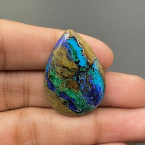 100% Natural Azurite Malachite Cabochon, Azurite Malachite Gemstone, Loose Gemstone, For Making Jewelry, 33x23x5mm, 27Ct