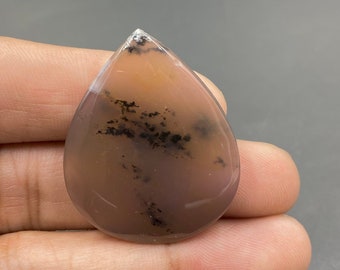 Natural Dendrite Cabochon, Dendrite Agate Gemstone, Pear Shape Gemstone, Polished Stone, 37x20x6mm, 48Ct