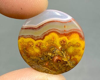 Beautiful Seam Agate Cabochon, Moroccan Seam Agate Gemstone, Round Shape Gemstone, Polished Stone, 22x22x4mm, 17Ct