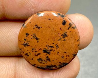 Beautiful Mahogany Obsidian Cabochon, Obsidian Gemstone, Round Shape Gemstone, 24x24x5mm, 20Ct