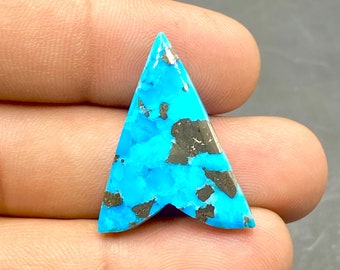 Beautiful Pyrite Turquoise Cabochon, Blue Turquoise With Pyrite Inclusion, Arrow  Shape Gemstone, 27x22x4mm, 14Ct