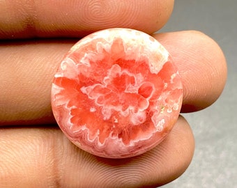 Cabujón de rodocrosita de alta calidad AAA, piedra preciosa de rodocrosita natural, piedra preciosa hecha a mano, piedra preciosa de forma redonda, 23 x 23 x 5 mm, 34 ct