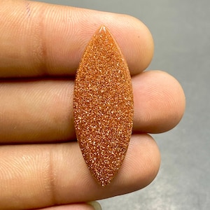 Cabujón de piedra dorada brillante, piedra preciosa Sun Sitara, cabujón de piedra arenisca, piedra preciosa de forma marquesa, 37 x 14 x 4 mm, 18 ct