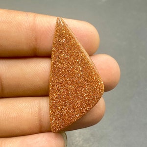 Cabujón de piedra dorada brillante, piedra preciosa Sun Sitara, cabujón de piedra arenisca, piedra preciosa de forma triangular, 44 x 21 x 4 mm, 28 ct