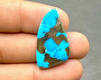 Beautiful Pyrite Turquoise Cabochon, Blue Turquoise With Pyrite Inclusion, Tumbled Shape Gemstone, 30x10x4mm, 21Ct