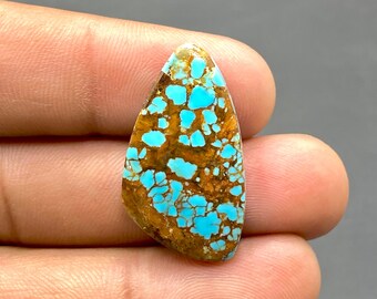 100% Natural Number Eight Turquoise Cabochon, Nevada Number 8 Turquoise Cabochon, Tumbled Shape Gemstone, 29x17x5mm, 16Ct