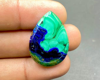 Najwyższej Jakości Azuryt Malachit Kaboszon, Azuryt Z Malachitowym Kamieniem Szlachetnym, Kamień Szlachetny Owalny, 30x21x5mm, 28Ct