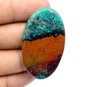 High Quality Sonora Sunrise Cabochon Gemstone, Sonora Sunrise With Chrysocolla, Oval Shape Gemstone, 47x27x5mm, 74Ct