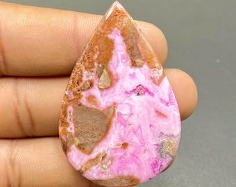 Koboltkalcit-cabochon, rosa koboltkalcit, päronformad ädelsten, handgjord polerad ädelsten, 51x33x4mm, 56ct