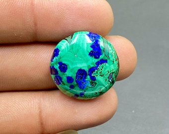Top Quality Azurite Malachite Cabochon, Azurite Malachite Gemstone, Round Shape Gemstone, 22x22x6mm, 31Ct