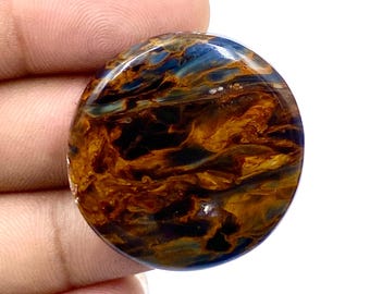 Cabujón de pitersita de alta calidad, piedra preciosa de pietersita multifuego, forma redonda, piedra preciosa suelta hecha a mano, 32 x 32 x 6 mm, 53 ct.