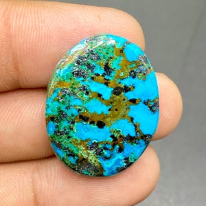 Azurite Malachite Cabochon, Azurite With Chrysocolla Gemstone, Oval Shape Gemstone, Handmade Cabochon, 29x22x5mm, 24Ct