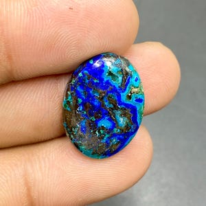 Azurite Malachite Cabochon, Azurite With Chrysocolla Gemstone, Oval Shape Gemstone, Handmade Cabochon, 21x15x4mm, 12Ct