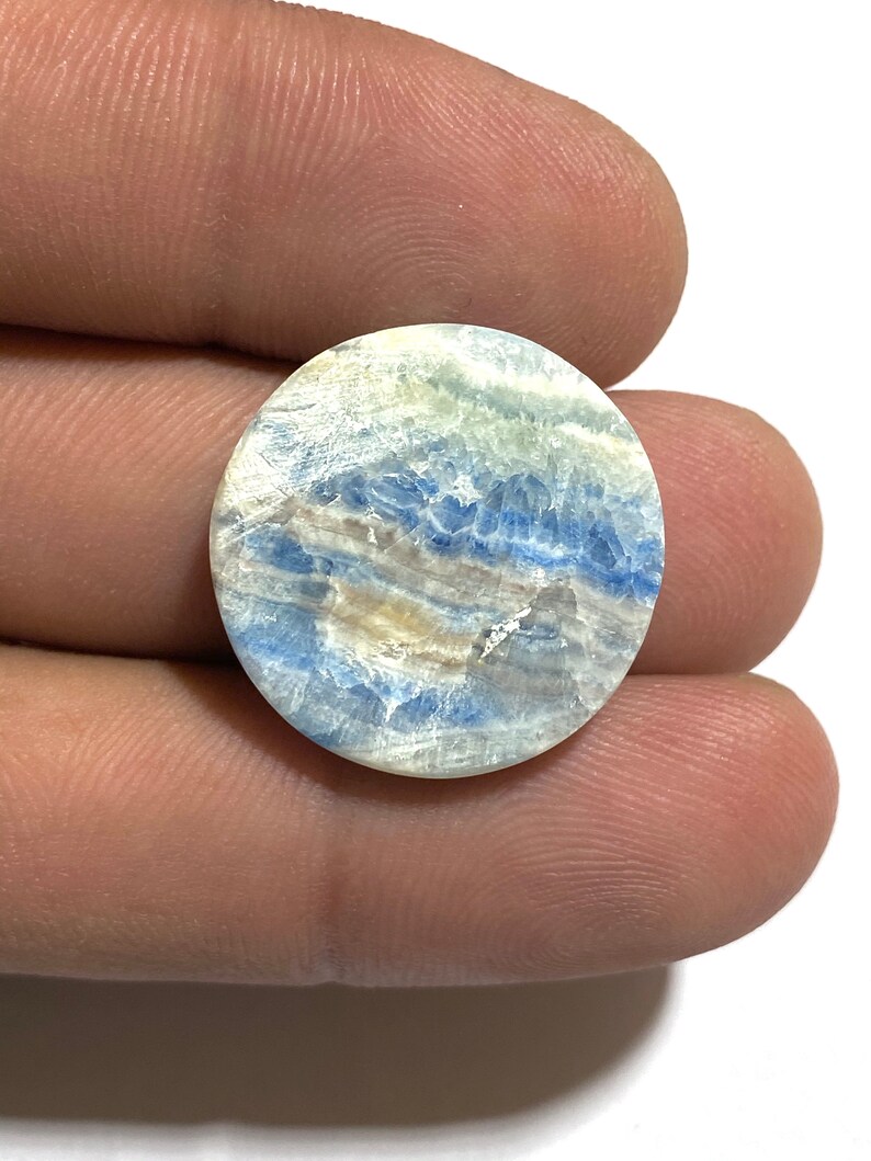 Scheelite Round Shape Cabochon Gemstone Natural Healing Stone Making For Jewelry 23x23x5mm Approx 24.5Ct Beautiful Blue Rhodochrosite