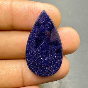 Cabujón de arenisca azul brillante, piedra preciosa Sun Sitara, cabujón de arenisca, piedra preciosa en forma de pera, 35 x 20 x 3 mm, 17 ct
