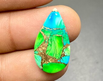 ミルキーグリーンの癒し　美形　柔光オニキススカル　希望の守護と叡智　鉱石 Violet Rose Composite Kingman Turquoise Cabochon, Heart Shape