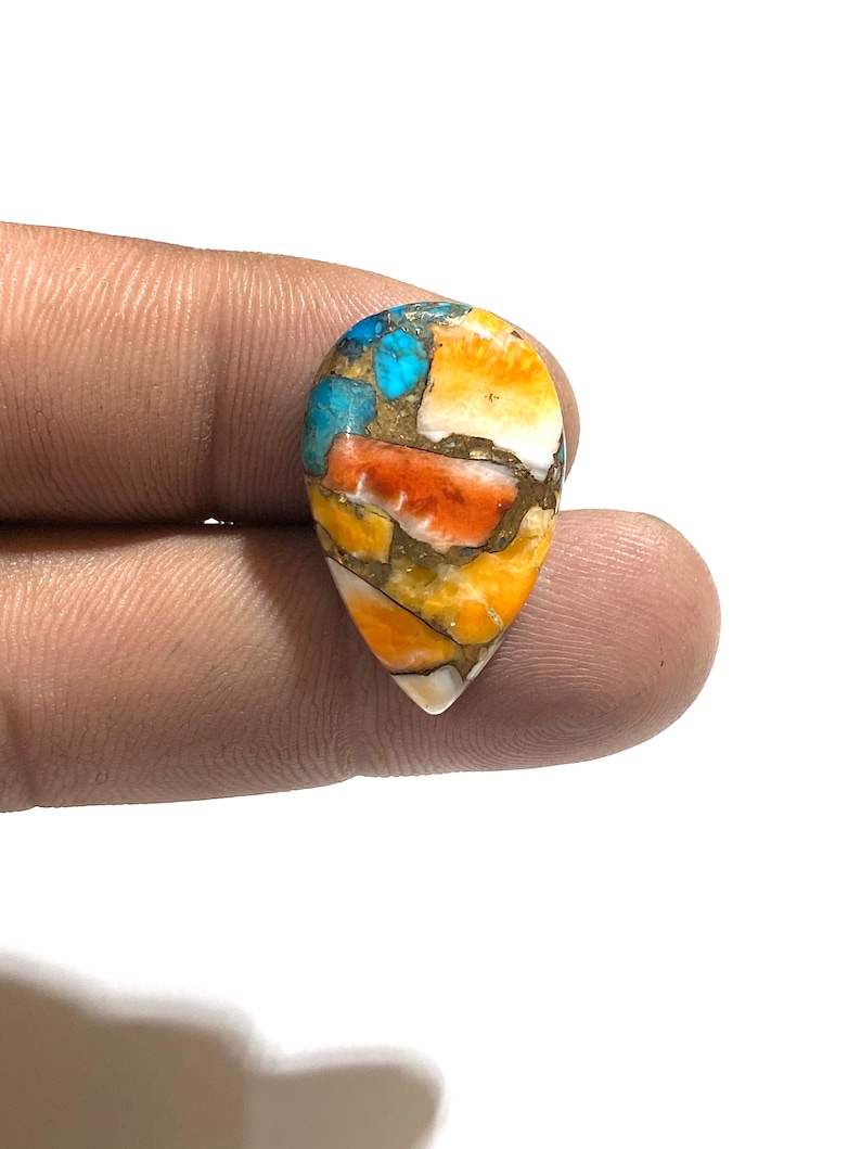 Beautiful Spiny Oyster Copper Turquoise Cabochon Pear Shape Cabochon Natural Healing Stone...27x17x5mm Approx 17.5Ct Weight