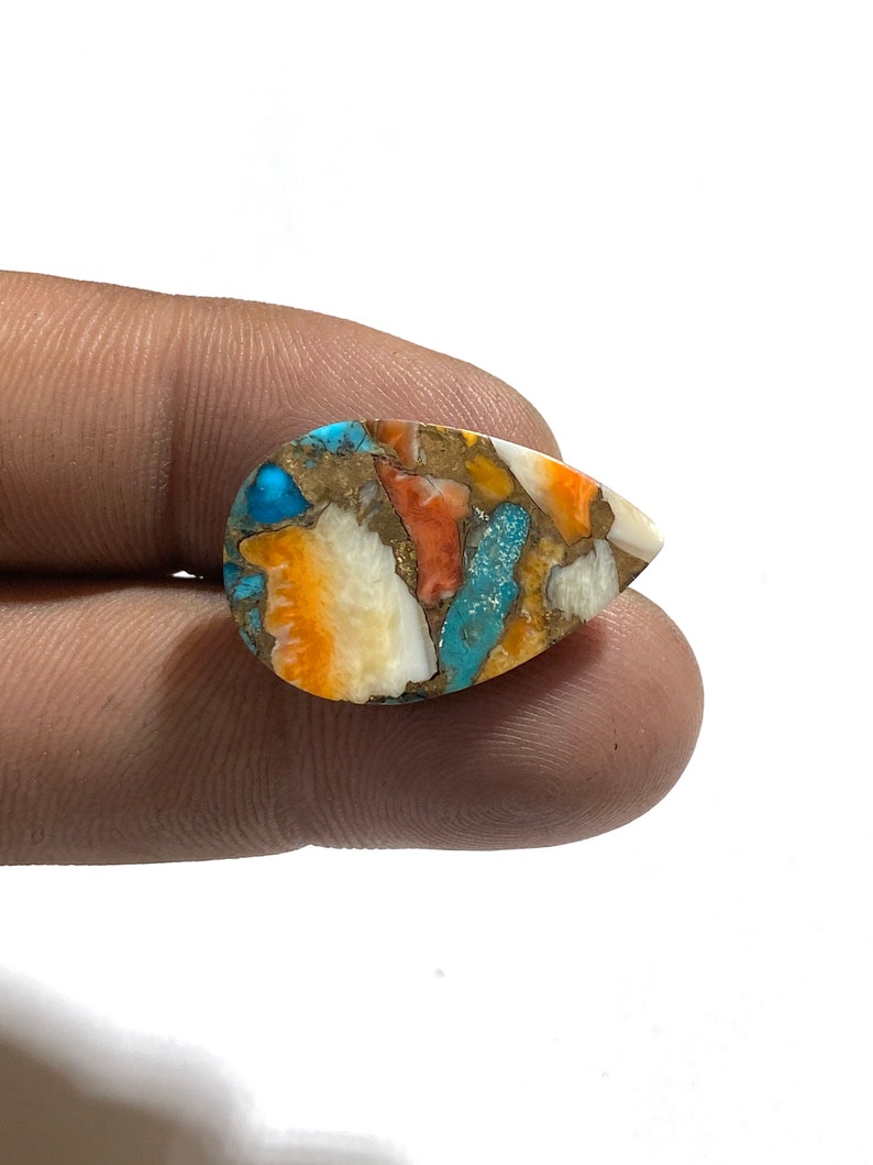 Beautiful Spiny Oyster Copper Turquoise Cabochon Pear Shape Cabochon Natural Healing Stone...27x17x5mm Approx 17.5Ct Weight
