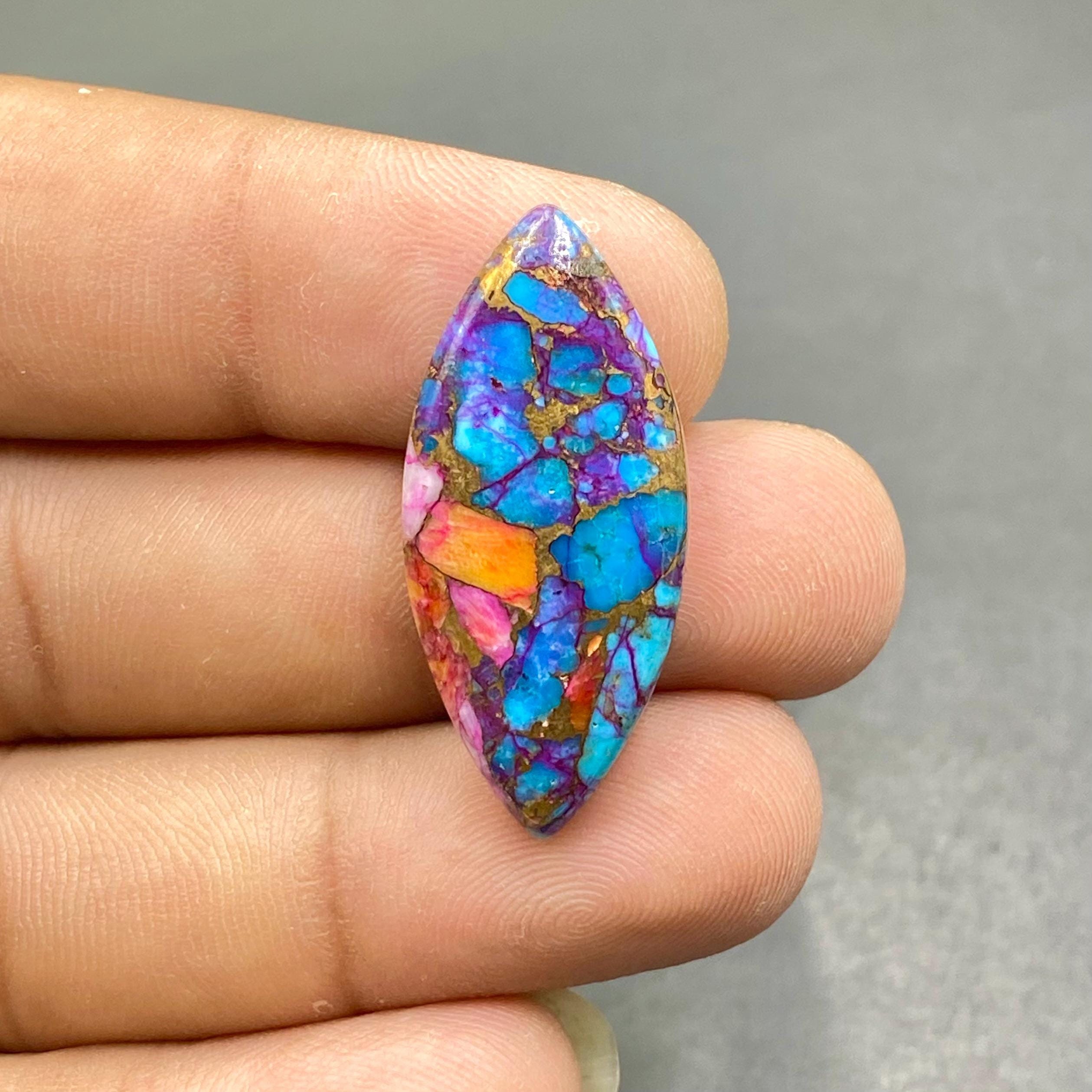 Orange Dahlia Turquoise Cabochon, Kingman Dahlia Composite