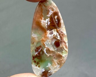 Beautiful Chalcedony Cabochon, Green Chalcedony Gemstone, Tumbled Shape Gemstone, Handmade Gemstone, 44x21x5mm, 37Ct