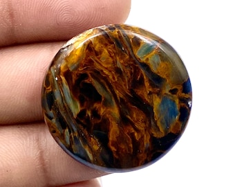 Cabujón de pitersita de alta calidad, piedra preciosa de pietersita multifuego, forma redonda, piedra preciosa suelta hecha a mano, 31 x 31 x 6 mm, 46 ct